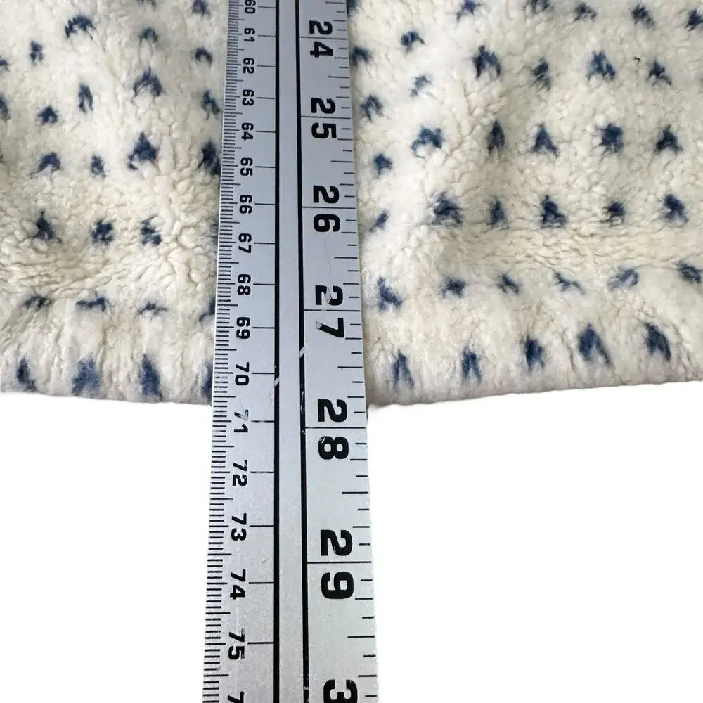 Vintage‎ Big Chill 1/4 Zip Fleece Jacket Adult XL Cream Blue Fair Isle Winter